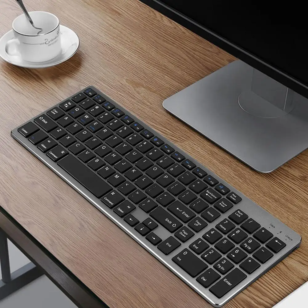 Bluetooth Keyboard Rechargeable Wireless Keyboard Numeric Portable Full-size Ergonomic Keyboard for Mac Laptop Office Supplies