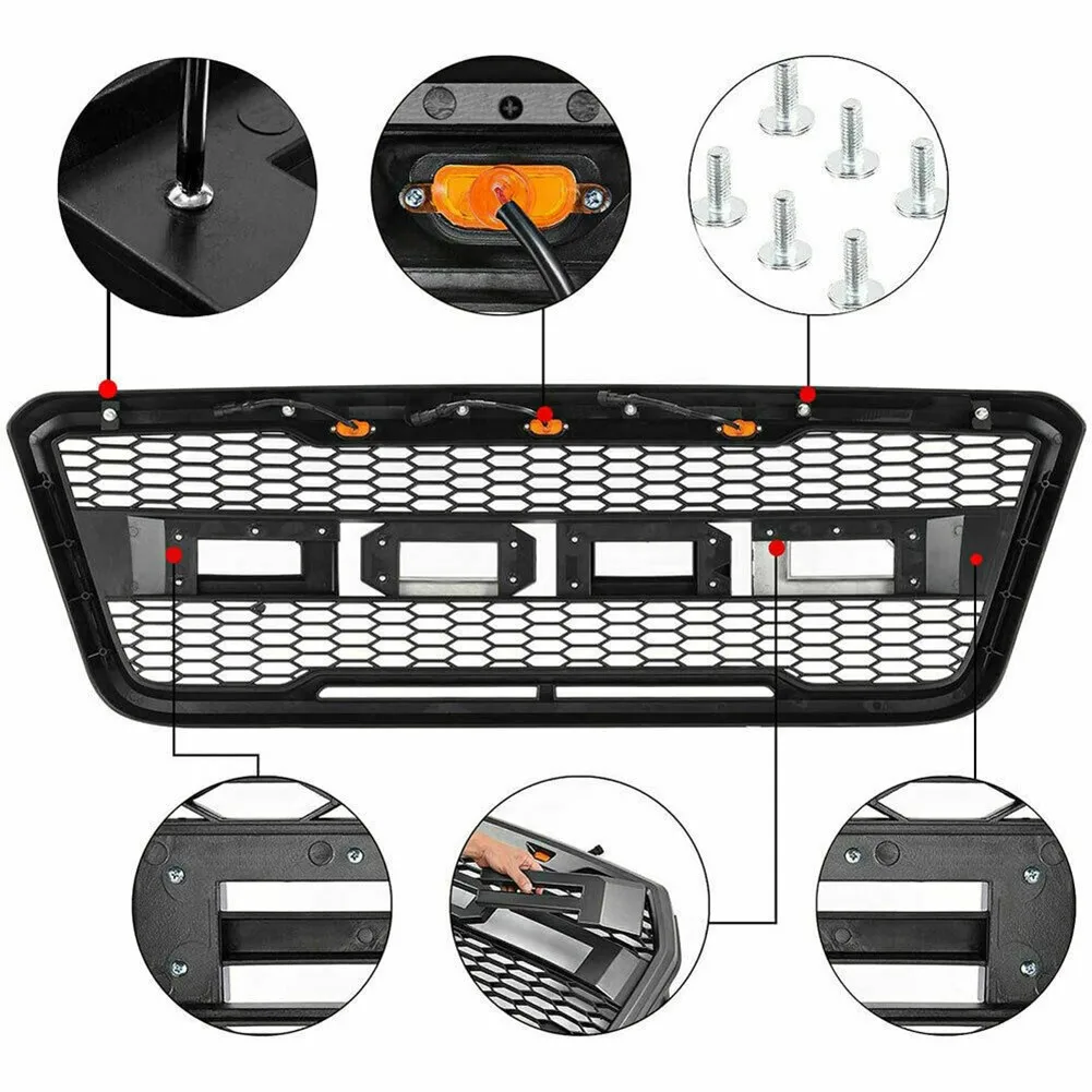 

O & D Letters Sticker Matte Black ABS Plastic For 2004-2008 Ford F150 Front Grille Raptor Style Auto Replacement Accessories