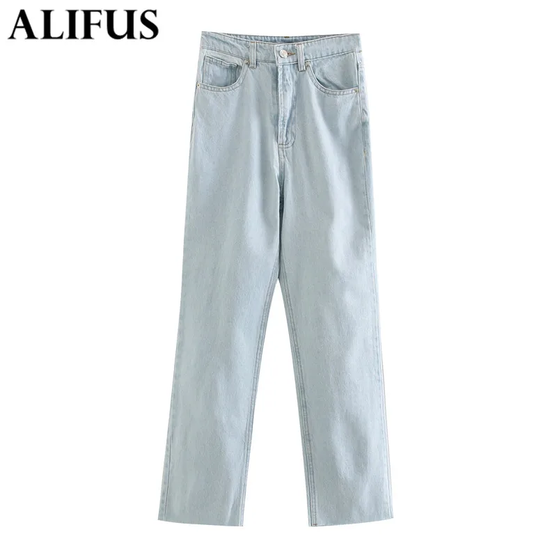 

Fashion Za Women Pant 2020 Straight high waist jeans Female Loose Fit Elegant Casual Trousers Pantalones