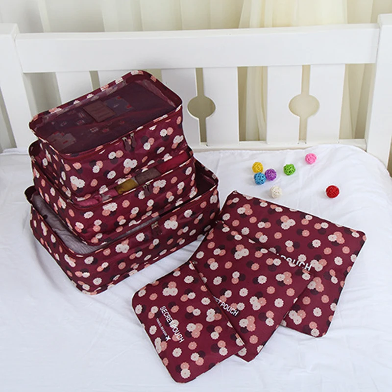 

6pcs/set Travel Organizer Storage Bags Portable Luggage Organization Clothes Tidy Pouch Suitcase Packing Laundry Bag Store Case