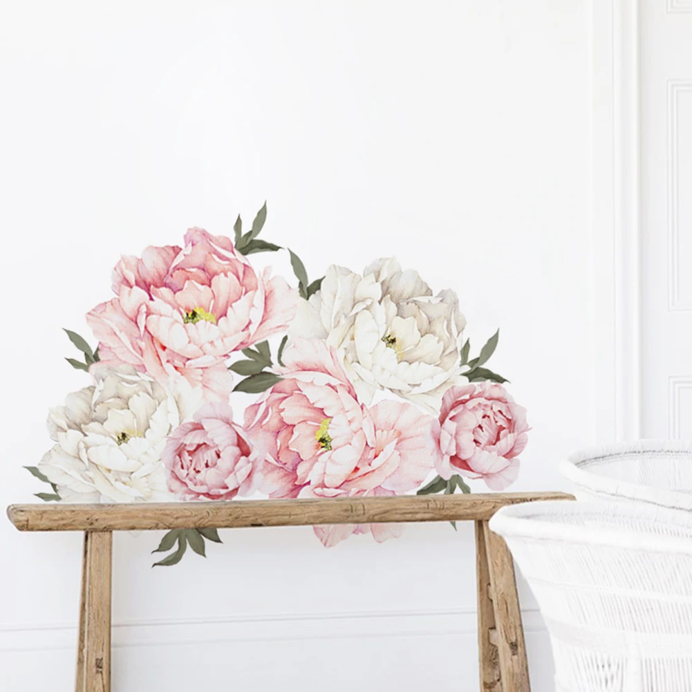 

Waterproof Wall Sticker Washable Removable Peony Flower Baby Nursery PVC