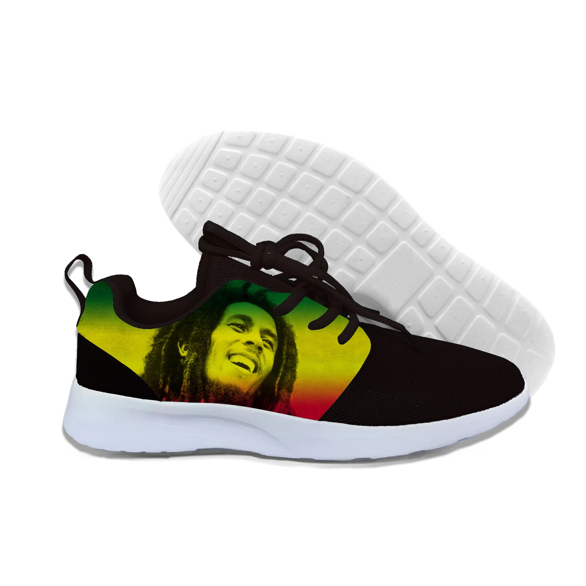 Мужская повседневная обувь из сетчатого материала, на шнуровке, на заказ, Bob Marley удобная модная мужская Обувь На Шнуровке Для Взрослых - Цвет: Темный хаки