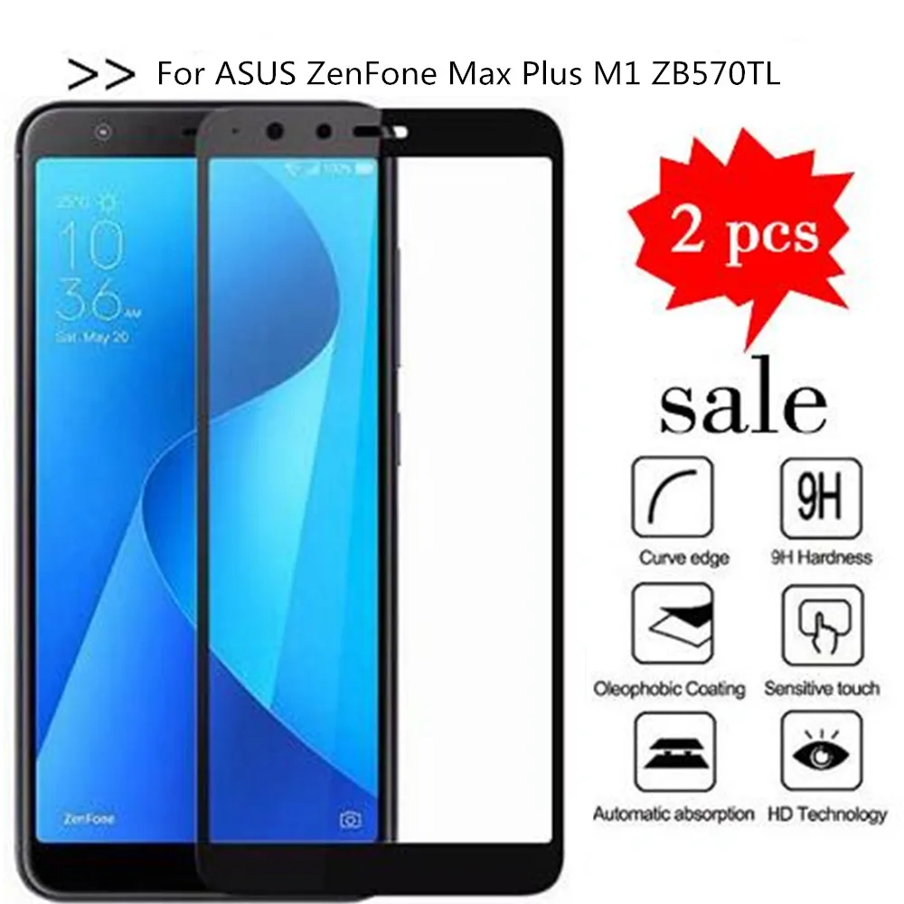 2 шт. 2.5D 9H Премиум полное закаленное стекло для ASUS ZenFone Max Plus M1 ZB570TL Защита экрана
