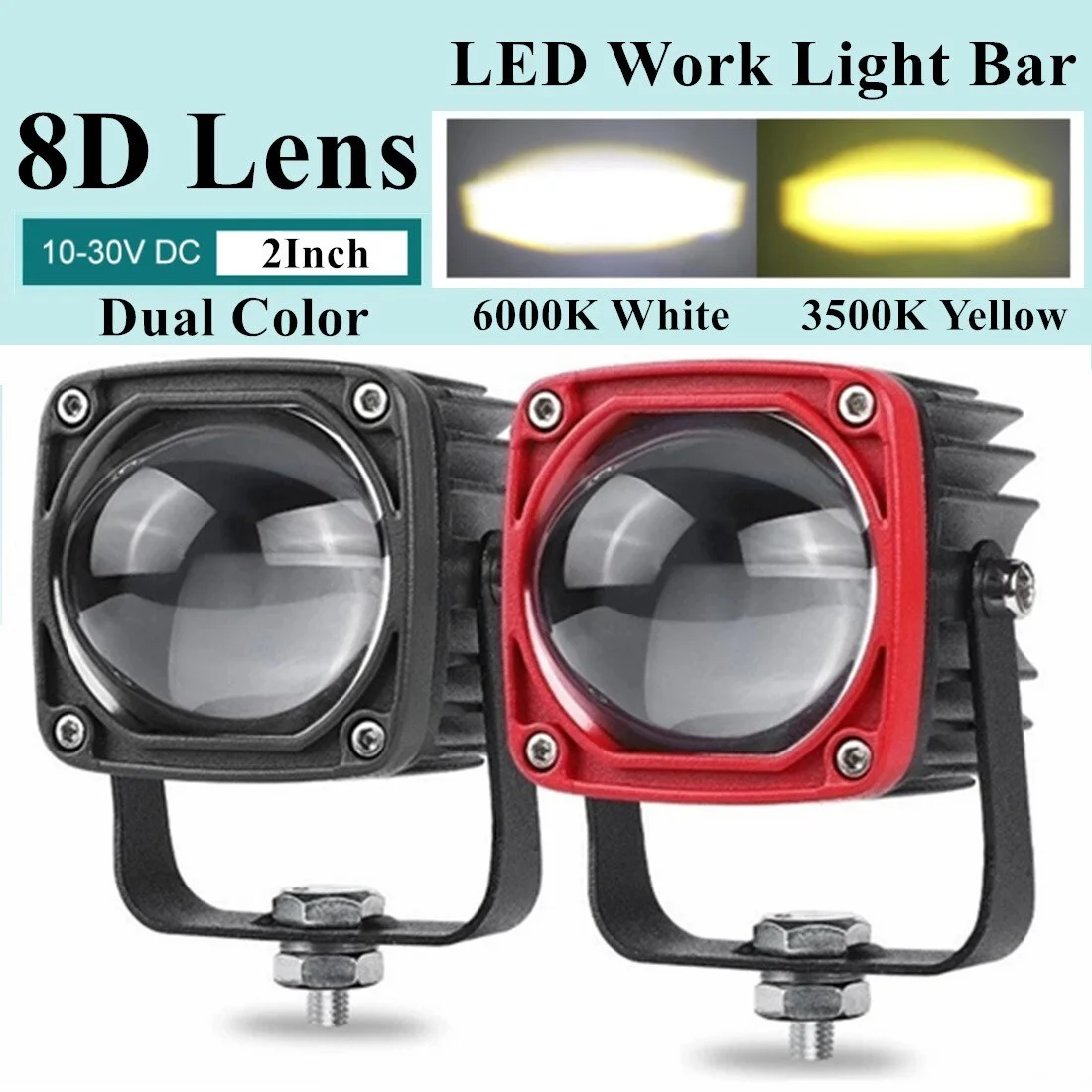 

2 Inch 8D Lens Led Work Light 6000k White 3500k Yellow Driving Light Fog Lights Spotlight Car Truck Off Road Motorcycle 12v 24v