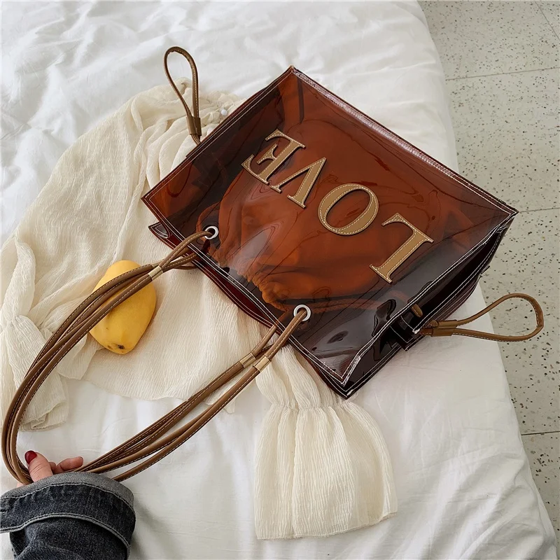 Прозрачные сумки через плечо из ПВХ для женщин летняя пляжная сумка большие