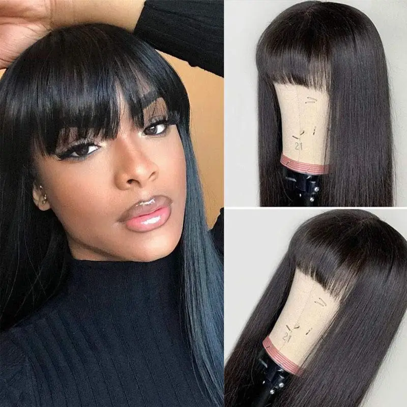 Sedittyhair 100% короткий парик из человеческих волос с челкой парики дешевые