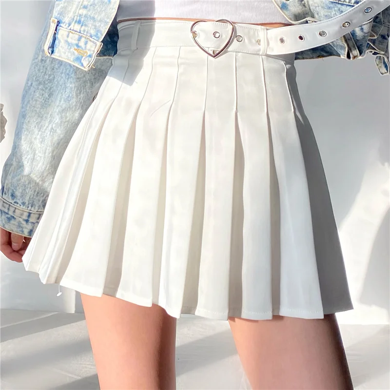 

Pleated Skirt Woman White Black Lolita Kawaii Summer Mini Skirts 2021 Fashion Clothing Cute Sweet Girls Streetwear Bottoms