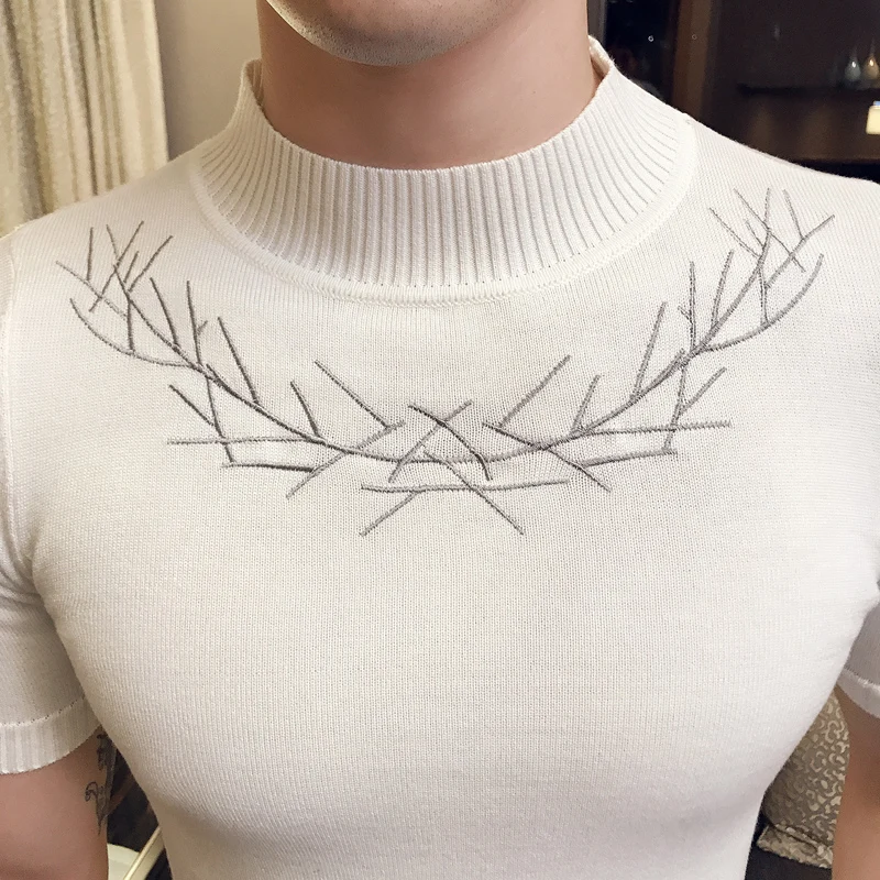 2019 Новый стиль Модные мужские летние тонкие для досуга Чистый хлопок вязаные