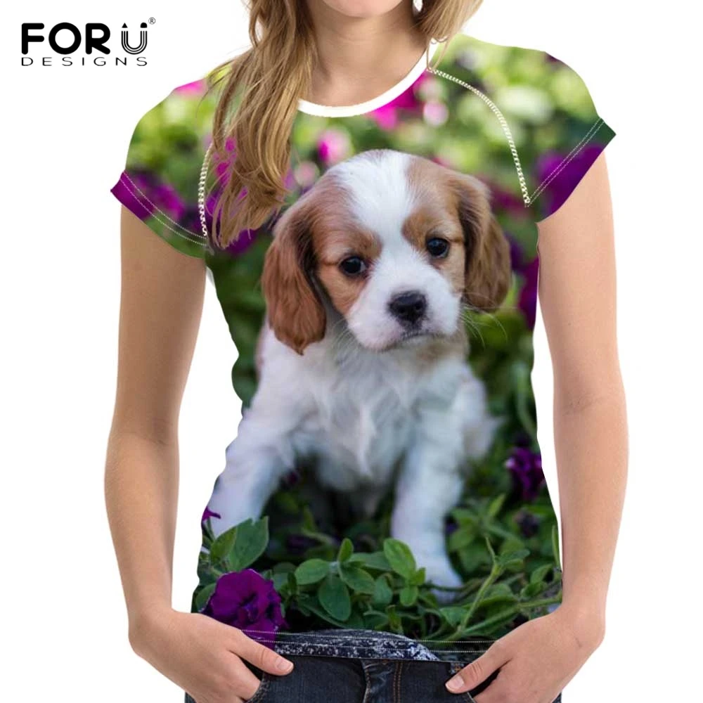

Женские футболки для фитнеса FORUDESIGNS Kawaii 3D Beagle Dog/с принтом на тему собак, стильные летние футболки для подростков и девушек Harajuku, женские футб...