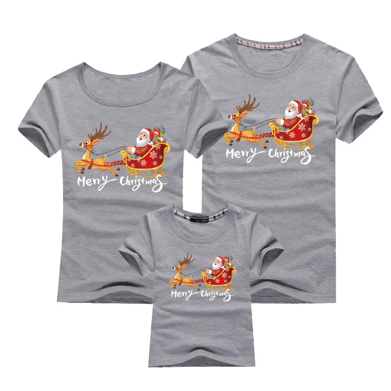 Рождественская футболка для мамы и папы Футболка с принтом оленя всей семьи