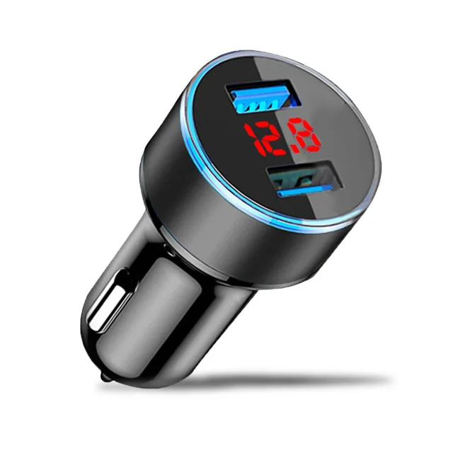 black Универсальное автомобильное зарядное устройство с двумя USB 3.1A 5 В, светодиодный дисплей, автомобильное зарядное устройство для IPhone 6, 6s, X, 8 Plus, Xiaomi, samsung, S8, планшет и т. Д - Тип штекера: black