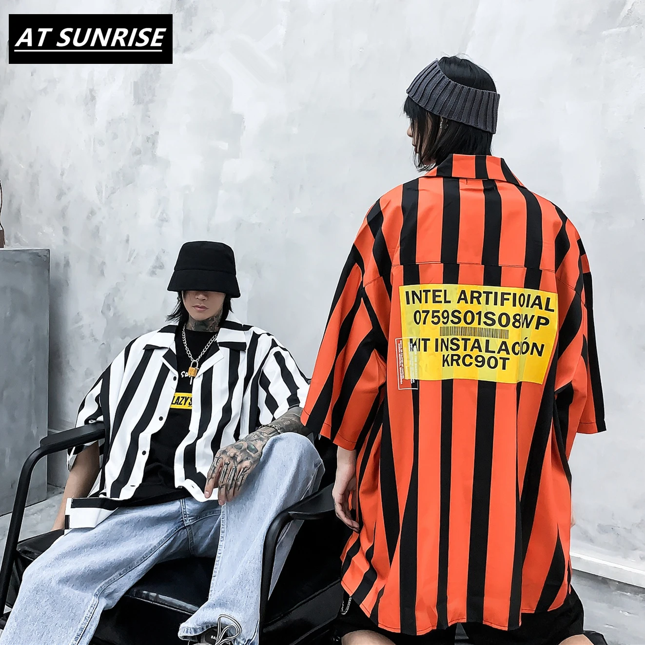 Мужская винтажная Повседневная рубашка в полоску летняя пляжная стиле Харадзюку