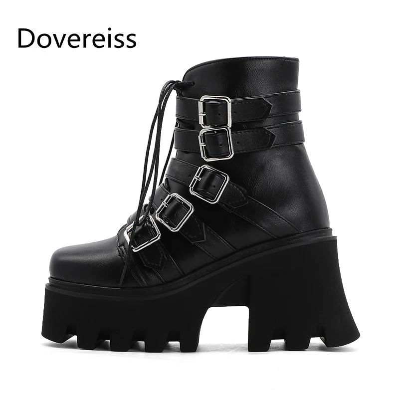 Dovereiss Fashion Women's Shoes New Winter Sexy Buckle Cross tied Concise Waterproof Block heels Matin boots Ankle boots 35-44  - buy with discount