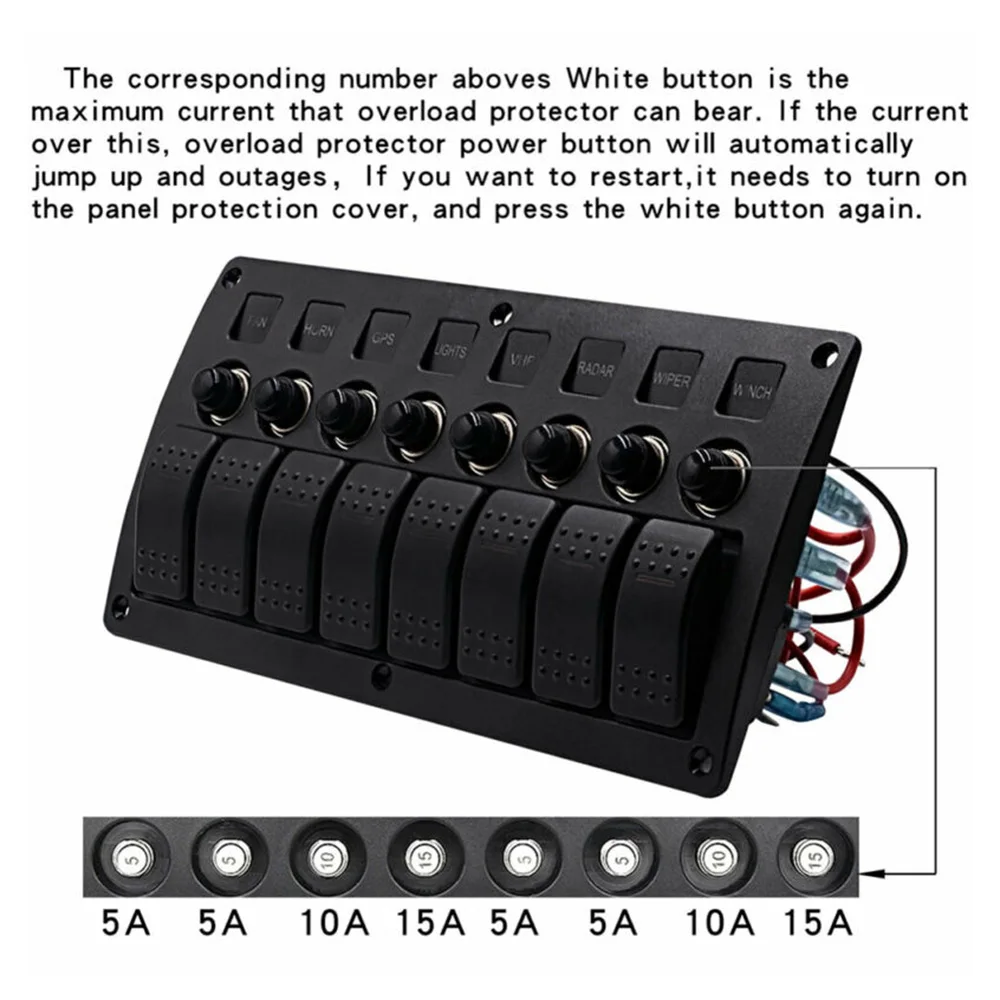 DC 12 24 в ON OF 3 Pin 8Gang Waterproof LED Marine Boat Car Rocker Switch Panel Electric + автоматический