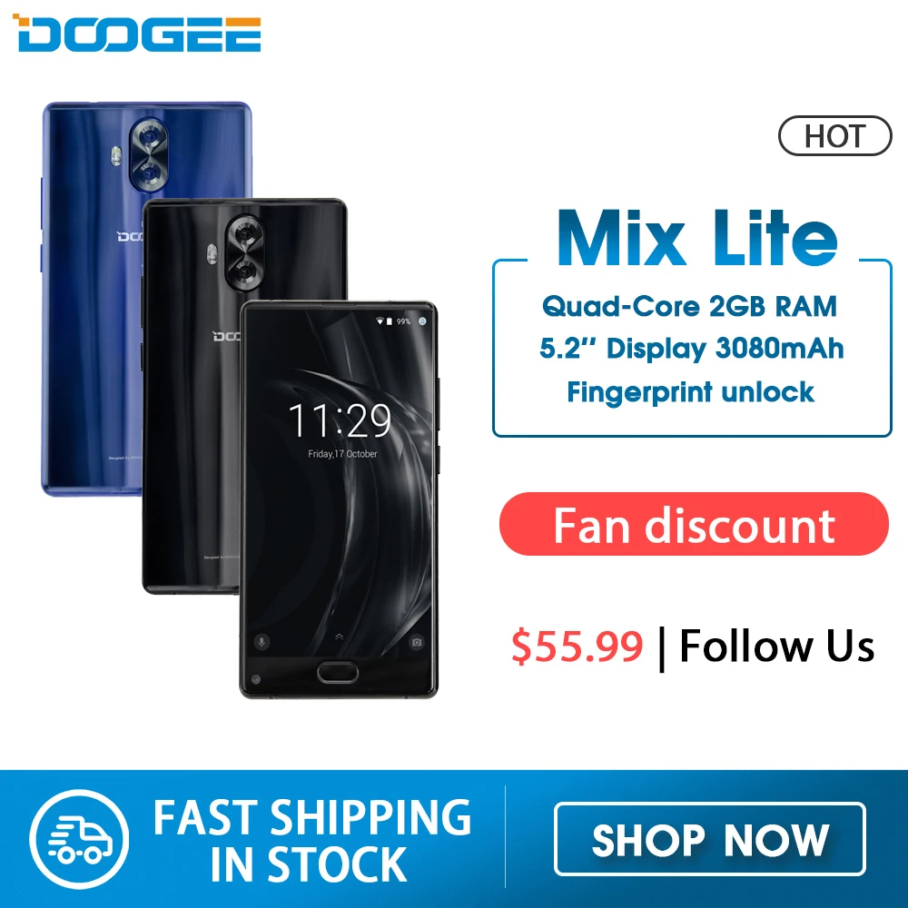 DOOGEE MIX Lite смартфон с 5 2 дюймовым дисплеем четырёхъядерным процессором MTK6737 ОЗУ Гб