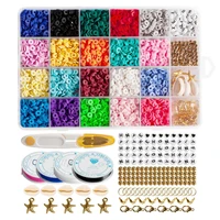 1 box flat round polymer clay beads set for diy bracelet necklace chip disk loose spacer beads jewelry making kit 44003000pcs
