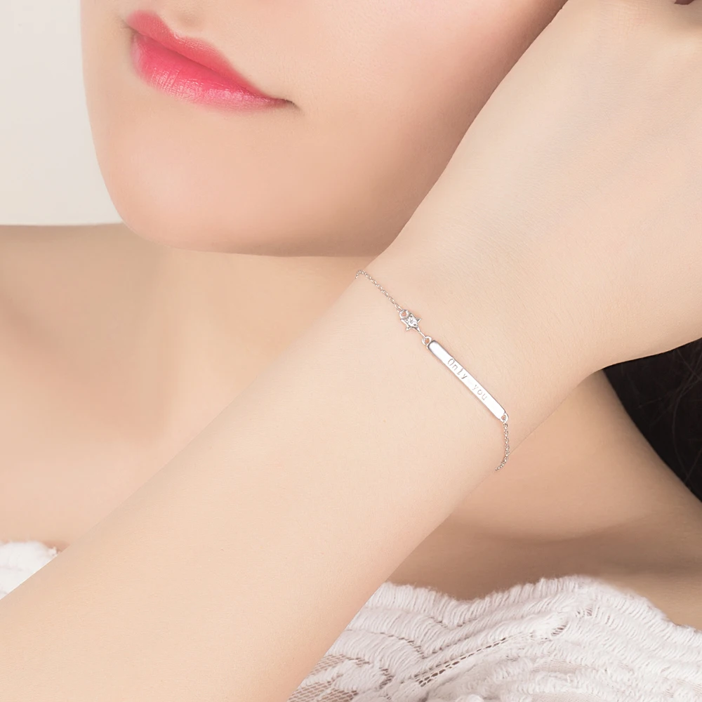 Летние минималистичные женские 925 подлинной стерлингового серебра браслет