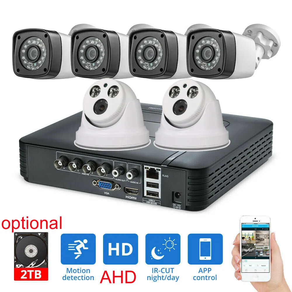 

5 in1 CVI TVI IP DVR Waterproof 2MP AHD 1080P Surveillance Camera System for Outdoor / Indoor CCTV Cam Kit With the free APP