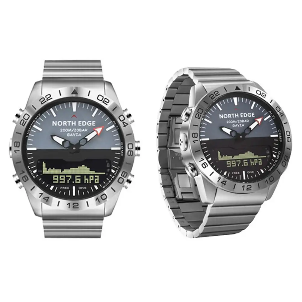 

Men Dive Sports Digital watch Mens Watches Military Army Luxury Full Steel Business Waterproof 100m Altimeter Compass NORTH EDGE