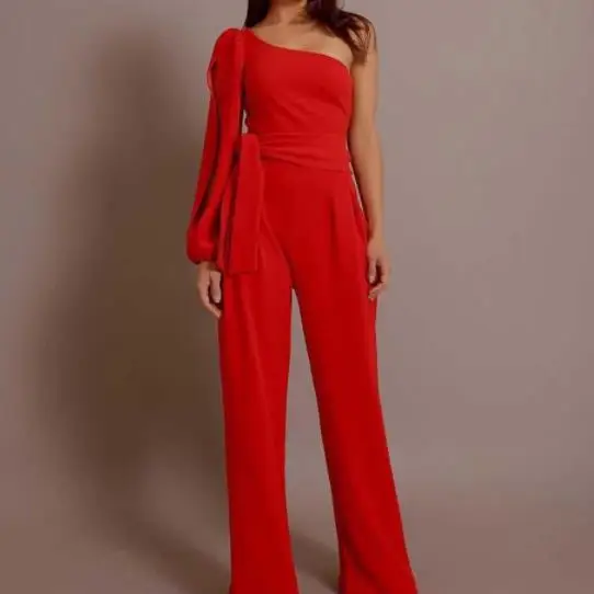 Женский свободный комбинезон на одно плечо брюки женский летний белый