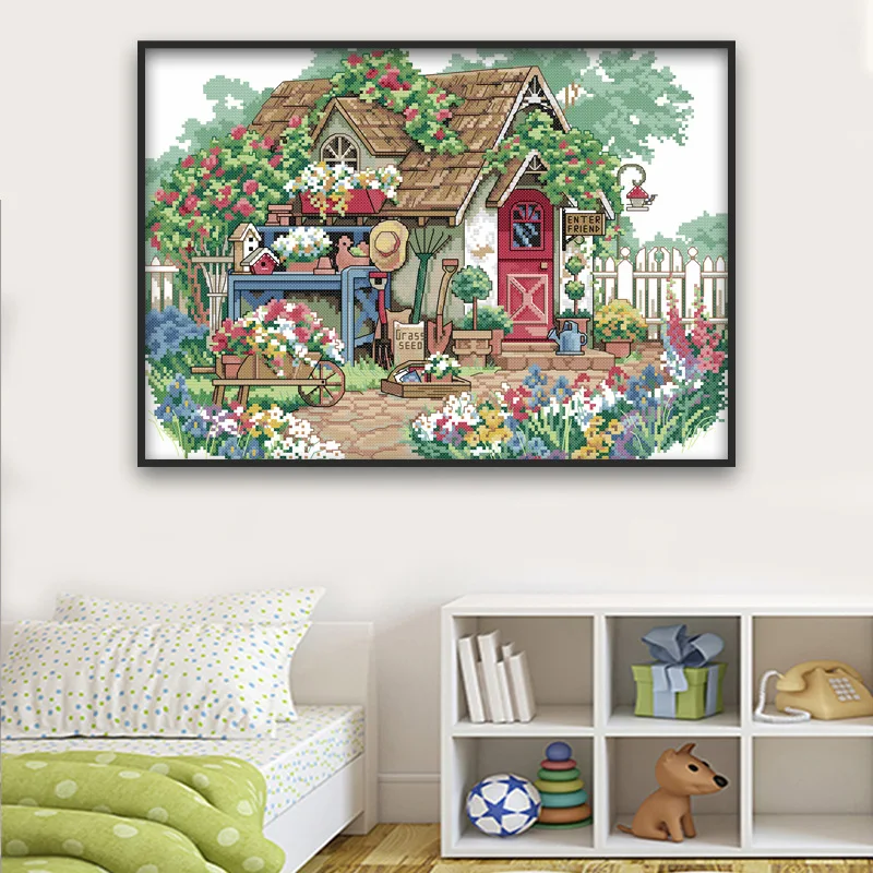 Набор для вышивки сделай сам наборы крестиком 11CT Цветочный дом точная печать DMC