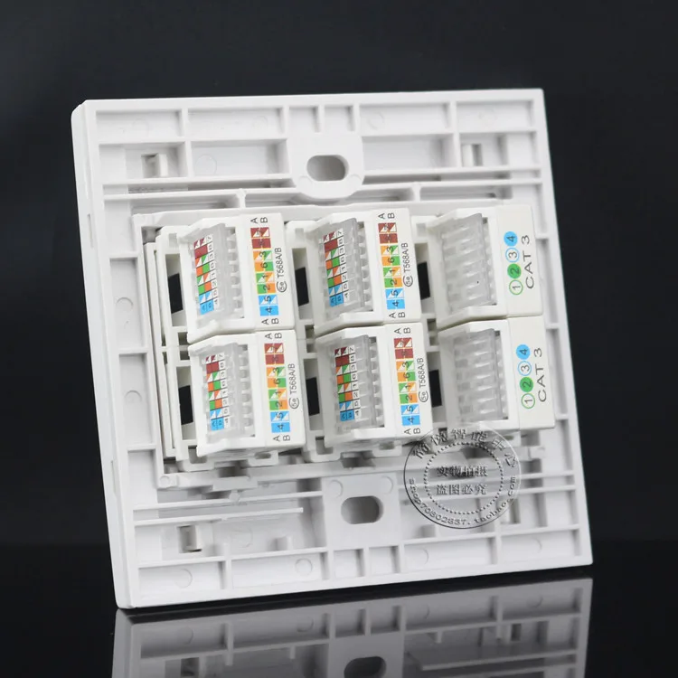 86x86 мм Настенная розетка 6 портов четыре порта RJ45 Cat5e сетевая LAN и RJ11 Cat3 телефонная