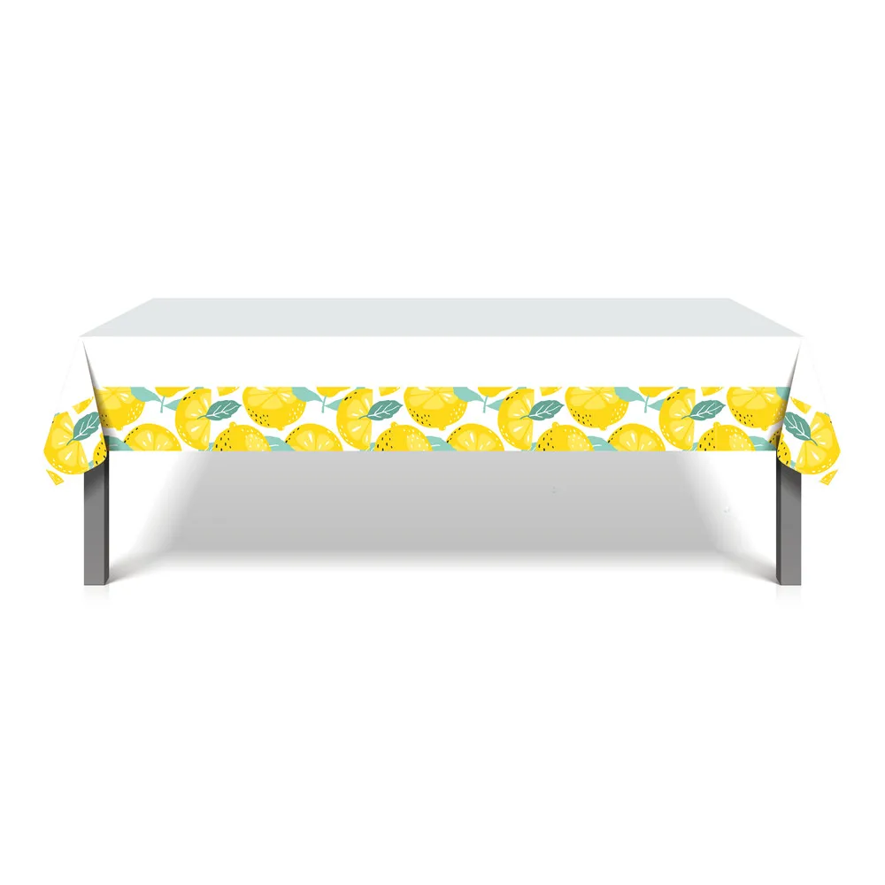 

130*220cm Fresh Lemon Decor Tablecloth Party Decorations Baby Shower Party Disposable Tablecover Birthday Kids Party Favors