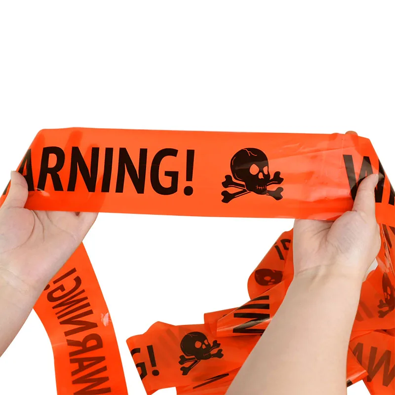 

2Pcs 5m*8.5cm Halloween Warning Tape Signs Window Prop Orange Warning Line Halloween Party Outdoor Scary DIY Decoration Supplies