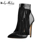 Туфли-лодочки женские Onlymaker, черные, с острым носком, на шпильке 10 см, с застежкой-молнией сзади, US5  US15