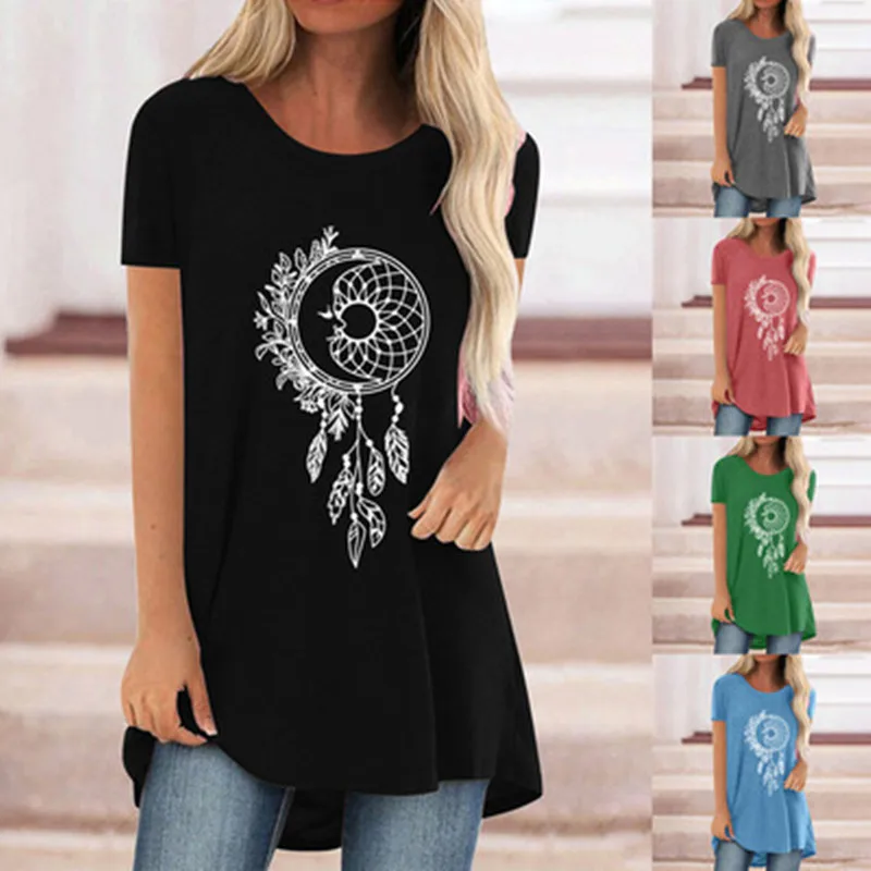 

2021 New Summer Short Sleeve Harajuku T-Shirts Women Casual Loose Tops Oversized 4XL 5XL Wind Chimes Printed Top Lady Streetwear
