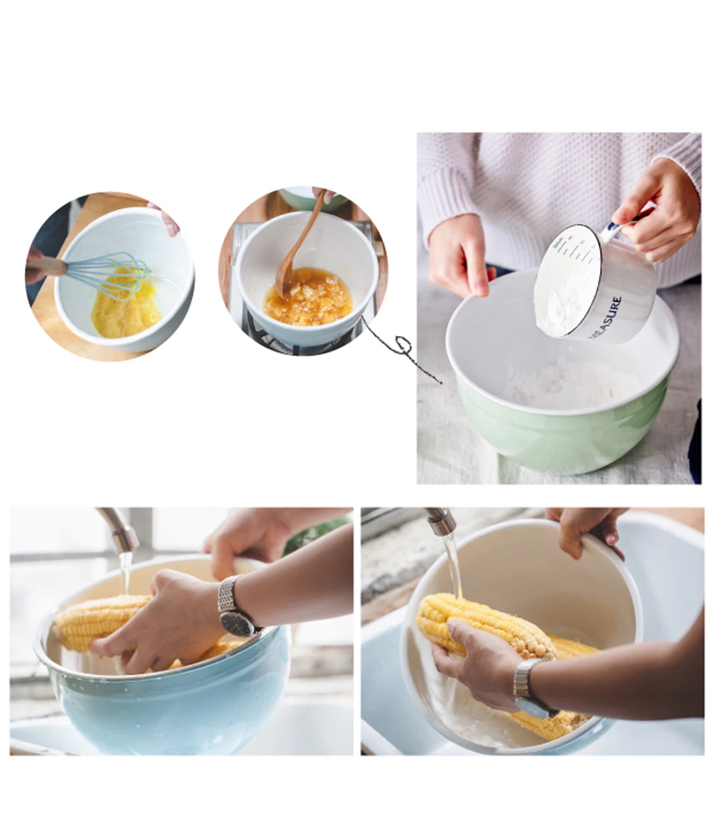 

Cookware enamel pan Bowl Soup Pot Cooking Kitchen Enamel Basin Baking Vegetable Salad Bowl dinner noodles Casserole porcelain
