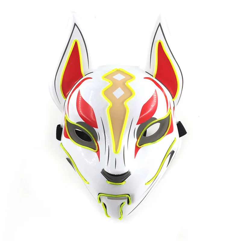 Anime Expro Decor Japanese Fox Mask Neon Led Light Cosplay Halloween Party Rave Dance DJ Payday Costume Props | Дом и сад