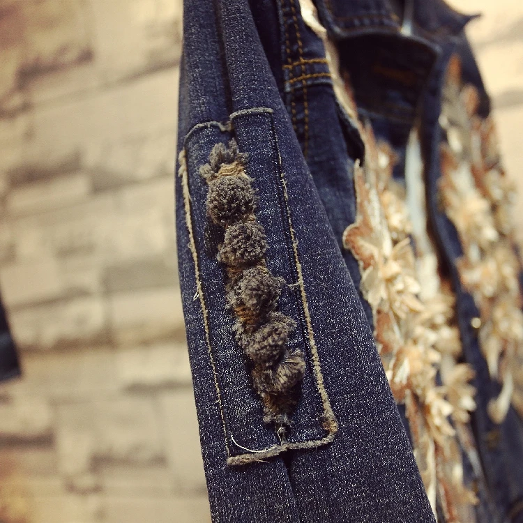 

Korean Fashion Denim Jacket Women 3d Flowers Embroidery Jeans Coat Spring Autumn Girls Ladies Short Slim Beading Sequins Jackets