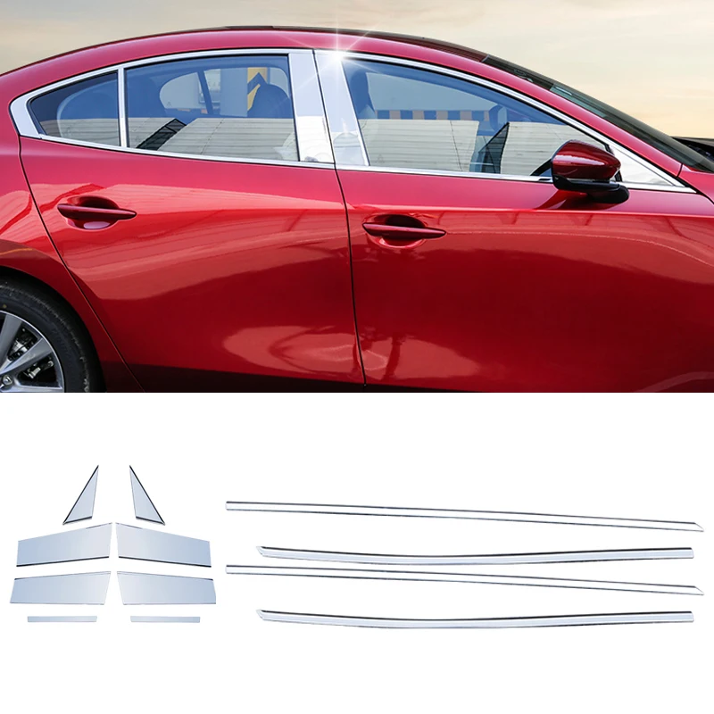 Хромированная оконная рамка из нержавеющей стали для Mazda3 Mazda 3 Axela 2019 2020 наклейки