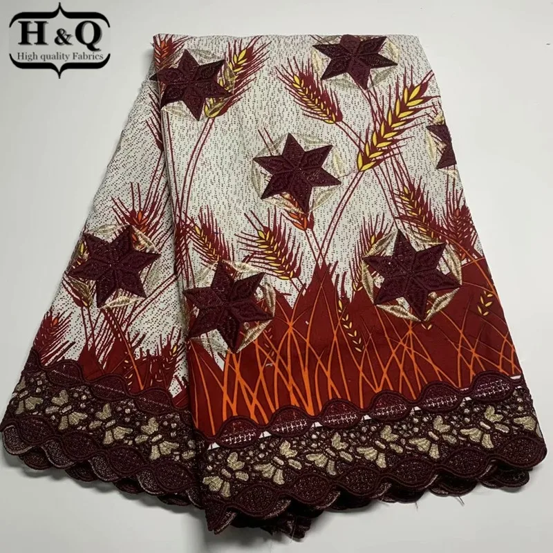 

H&Q latest 6 yards wax african batik lace fabric 2021 high quality embroidery nigerian guipure laces water soluble fabrics H0109