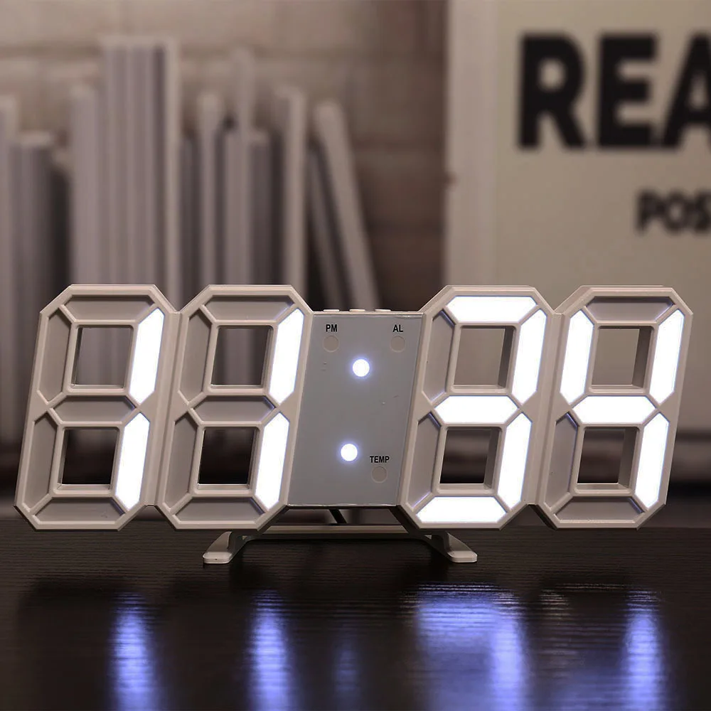 3D stereo clock LED alarm electronic thermometer living room wall digital 3d | Дом и сад