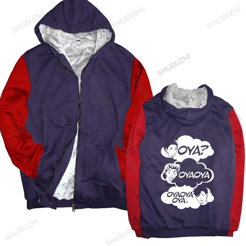 

Men hooded zipper Oya Oya Oya Haikyuu warm coat Men Kuroo Anime Bokuto Manga hoodie Shoyo Volleyball mens shubuzhi hoodies