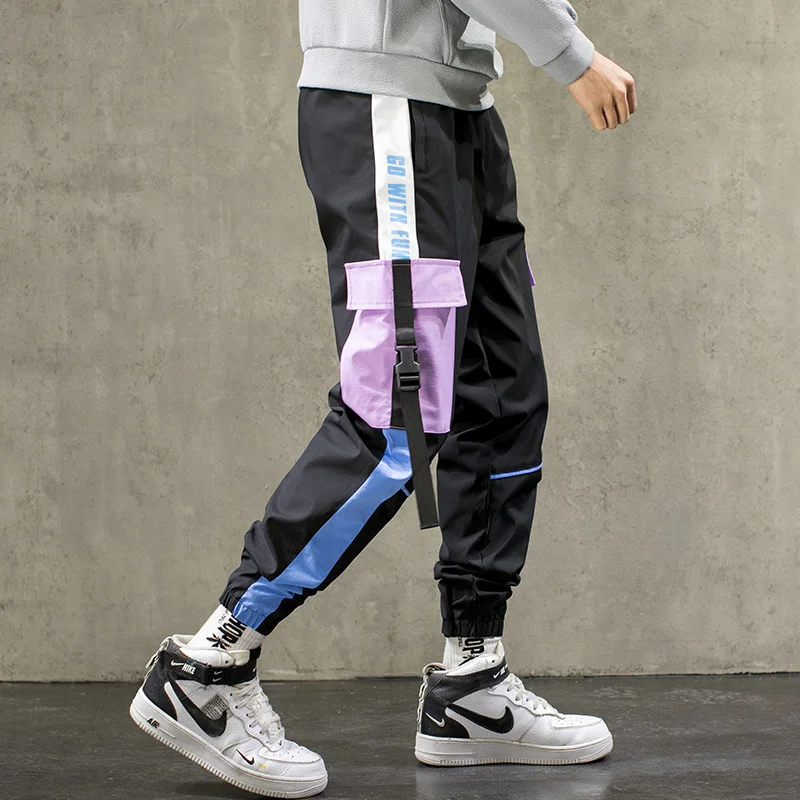 

2021 Men INS Fashion Hip Hop Spring Summer Thin Pencil Pants Trousers Male Casual Loose Style Patchwork Cargo Pants