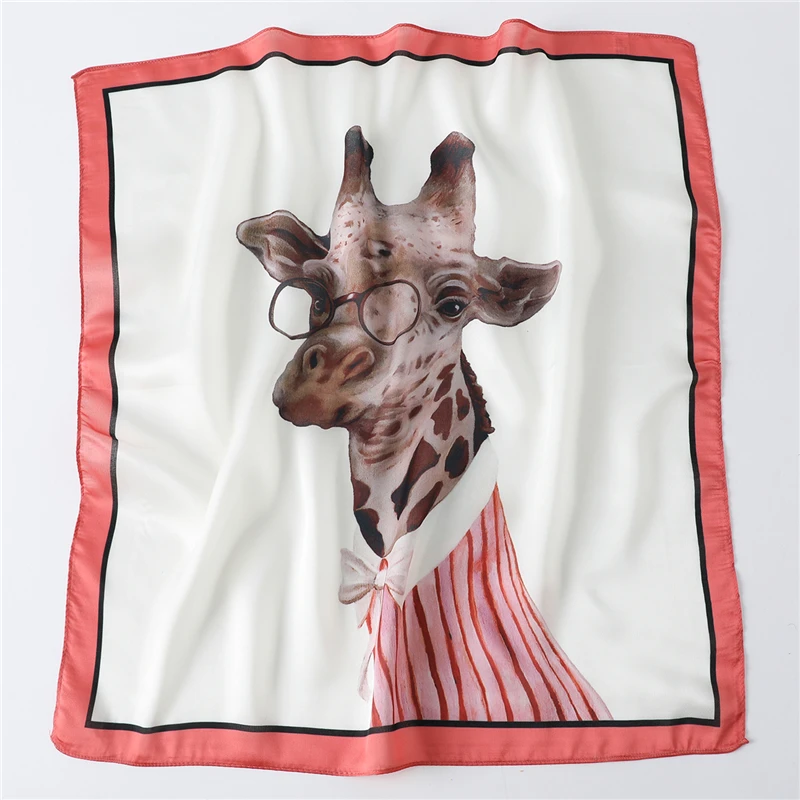 

Print Elegant Neck Ring Scarf Silk Shawls Women Square Small Wraps Hair Accessories Head Band Foulard Neckerchief Tie 2021