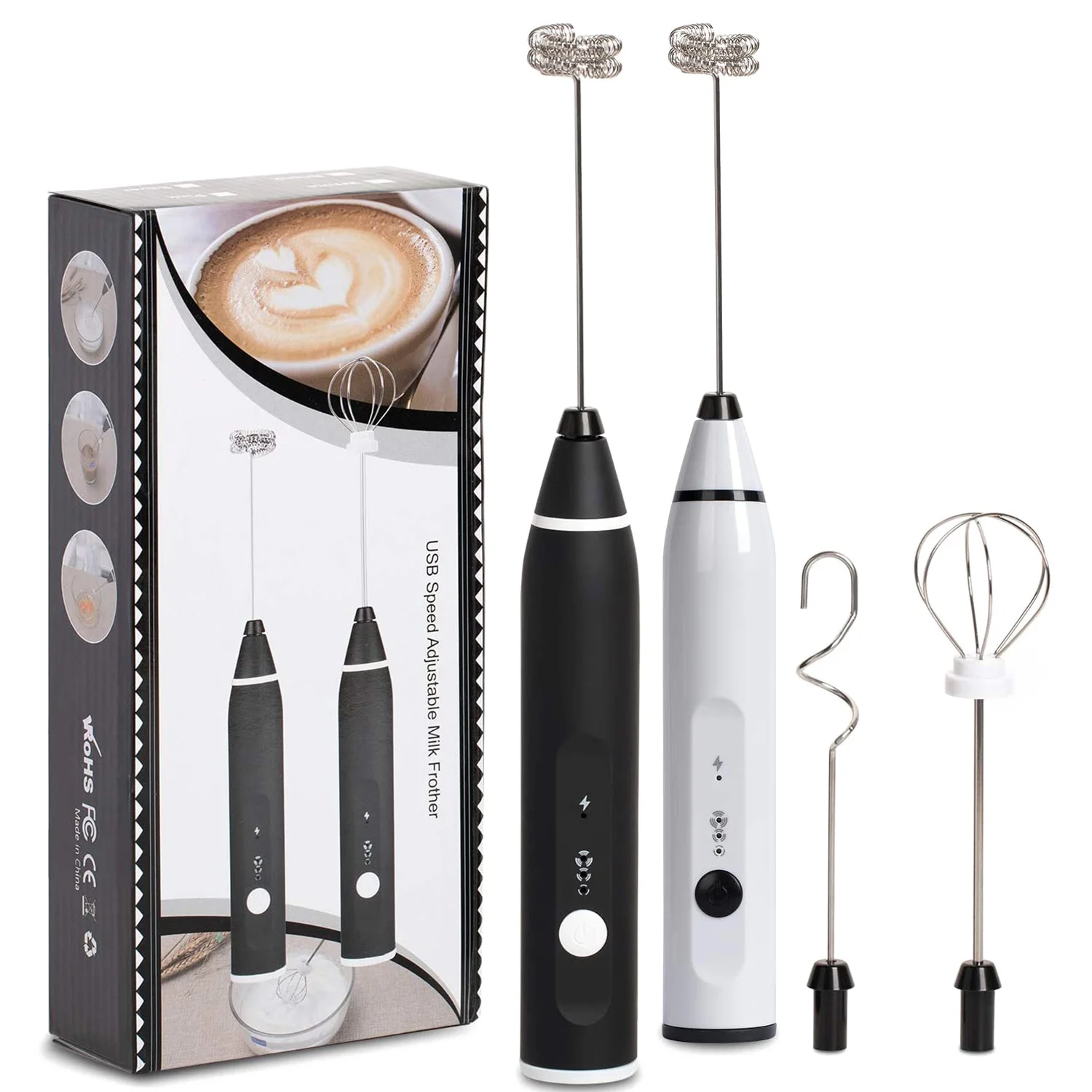 

3 in1 Egg Beater Whisk Electric USB Milk Frother Handheld Rechargable Foam Maker for Coffee Cappuccino Baby Food Blender Mixer
