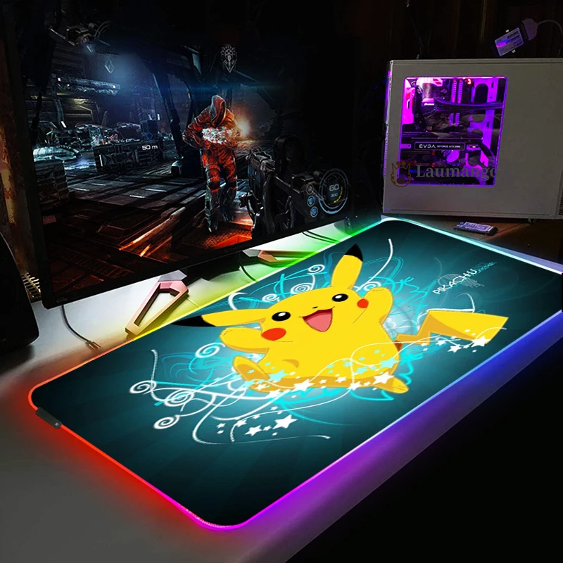 Большой офисный RGB коврик для мыши со светодиодный Ной подсветкой игровой