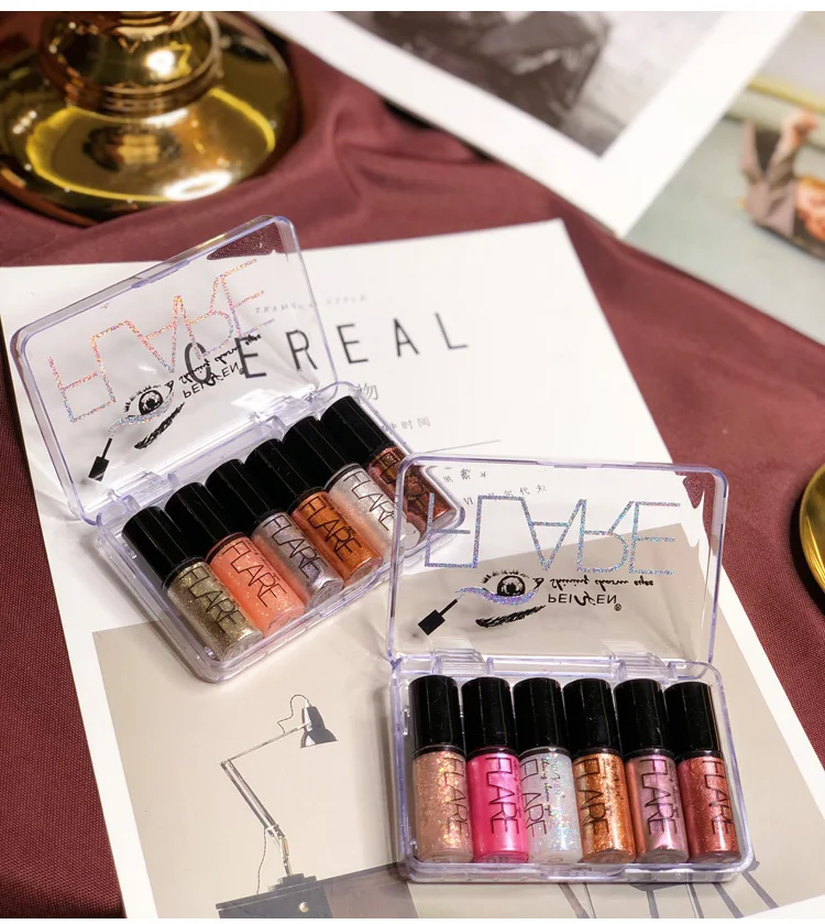 6 шт./компл. световой тени для век Блеск Жидкость блестящие Diamond Водонепроницаемый