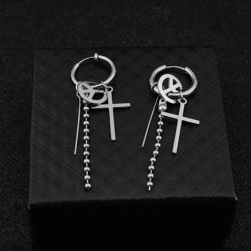 

Hmes Cross Chain Earrings Classic Couple No Pierced Ear Clip Accessories Gift