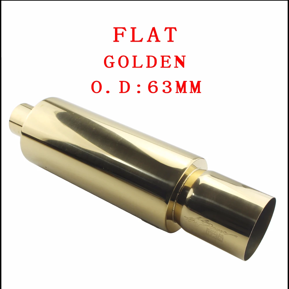 LEVEL GOLDEN 63MM Автомобильные глушители для выхлопной трубы, хвостовые Универсальные выхлопные системы из нержавеющей стали высокого качества, гоночные глушители 2," 3" до " уровень гофрирования - Цвет: LEVEL GOLDEN 63MM