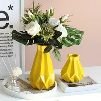 modern geometric pattern decorative vase yellow ceramic vase home office decoration porcelain vase flower vase caliber 5cm