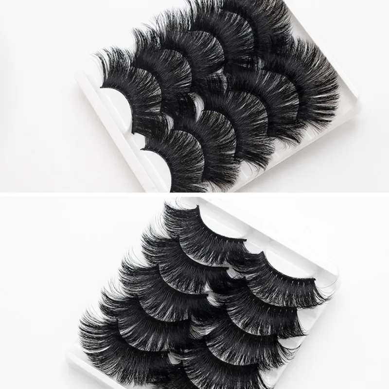 

5 Pairs Of Multi-layer Extended Thick Web Celebrity False Eyelashes Long Lasting Handcrafted