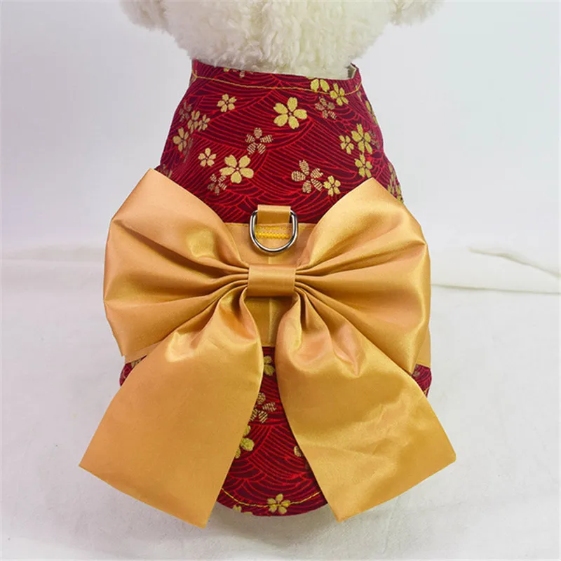 Комплект из жилета и поводка для собак кимоно в японском стиле с цветком вишни