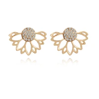 1 pair crystal stud earrings creative hollowed lotus design ear ring for women elegant and beautiful ear jewelry