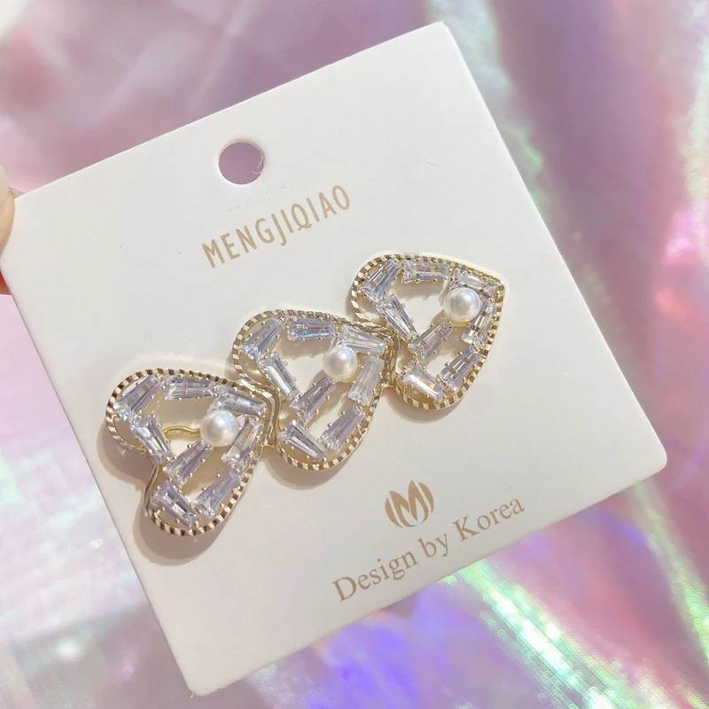 

Luxury Hair Accessories Shiny ZIrcon Hollow Heart Hairgrips for Women Girls Elegant Pearl Hair Clips Hair Accessories Jewelry