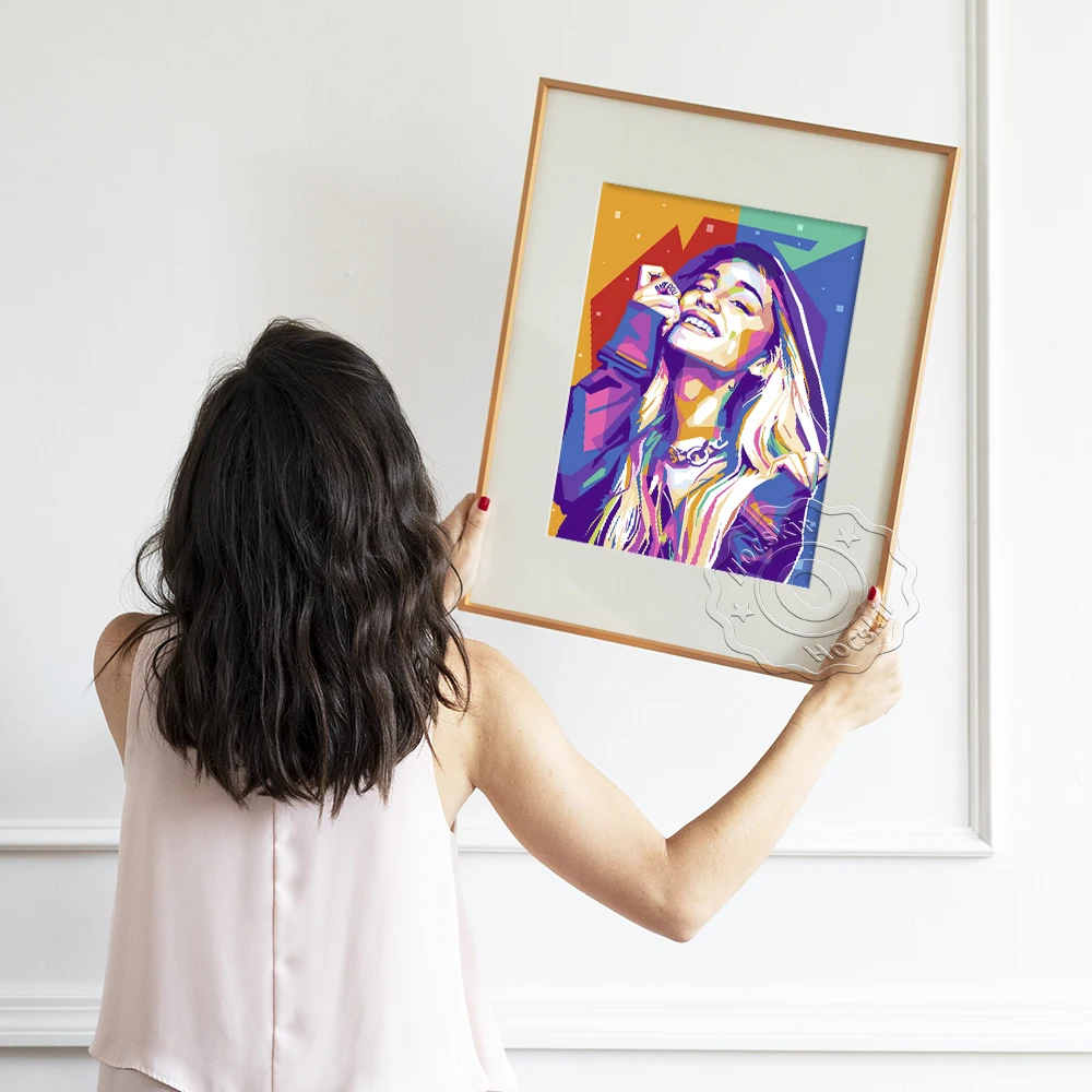 

Ariana Grande Pop Music Singer Poster, Pop Art Star Portrait Canvas Painting, Beautiful Girl Abstract Home Decor Wall Picture
